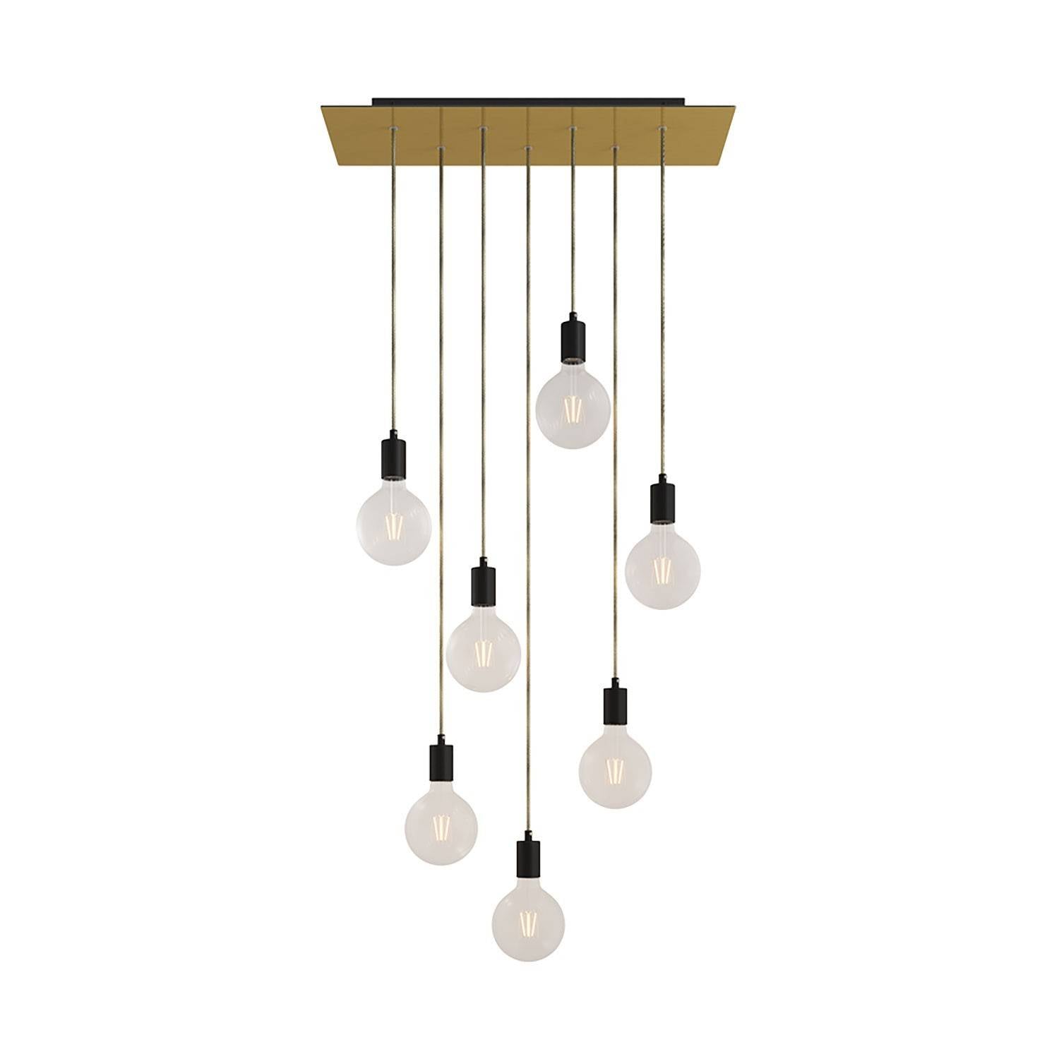 Závěsná lampa Rose-One s 7 světly, XXL baldachýnem z Dibondu a délkou závěsů až 130 cm