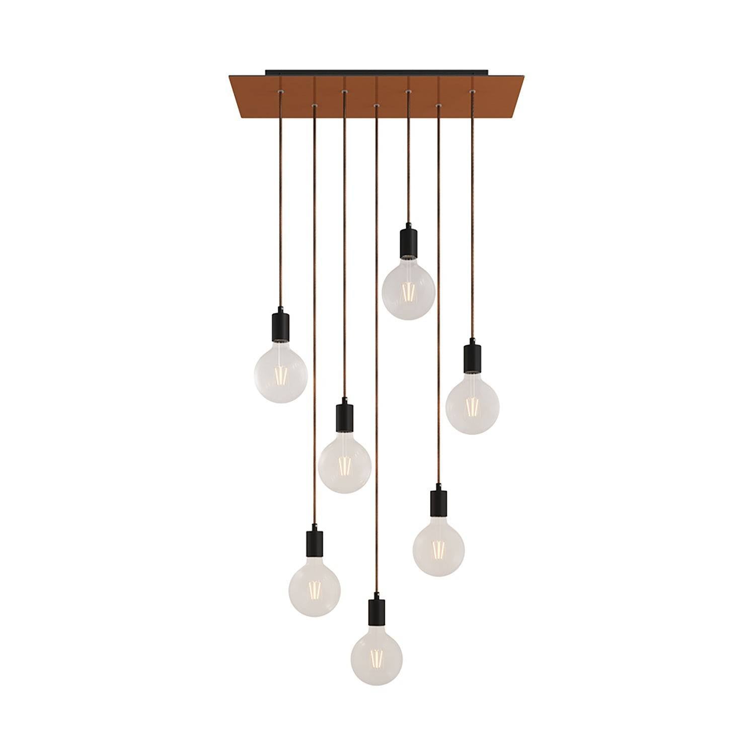 Závěsná lampa Rose-One s 7 světly, XXL baldachýnem z Dibondu a délkou závěsů až 130 cm