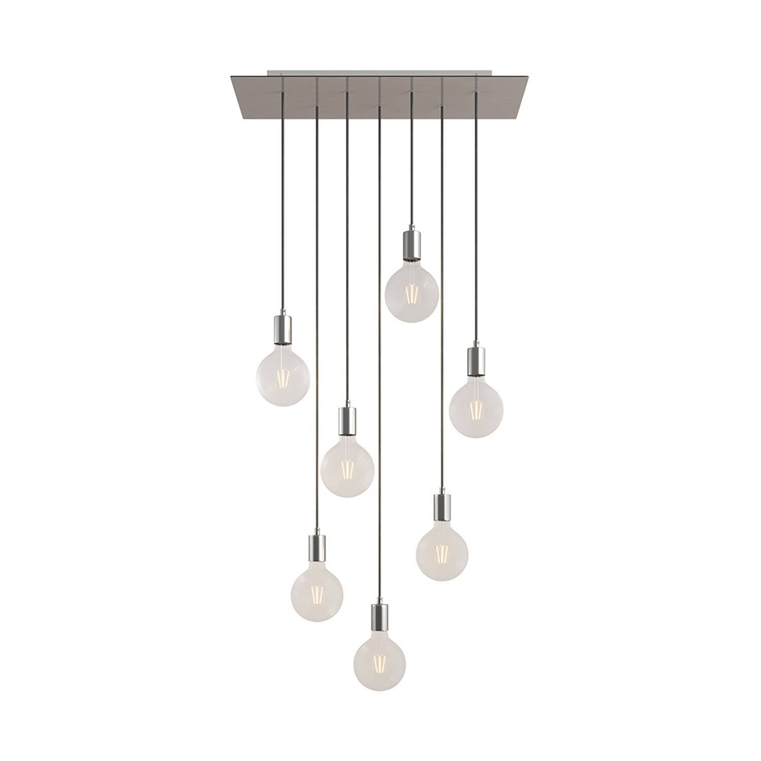 Závěsná lampa Rose-One s 7 světly, XXL baldachýnem z Dibondu a délkou závěsů až 130 cm