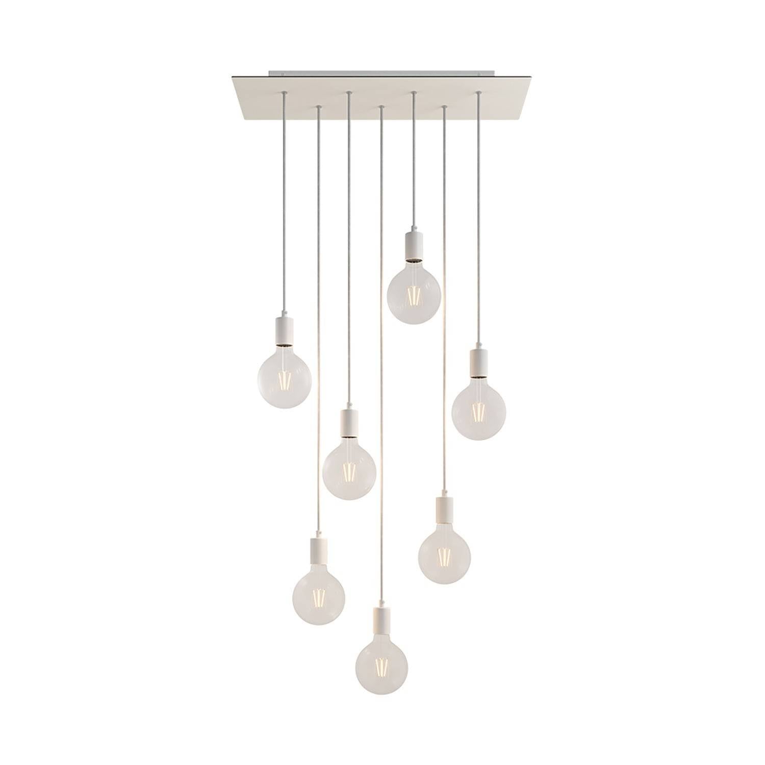 Závěsná lampa Rose-One s 7 světly, XXL baldachýnem z Dibondu a délkou závěsů až 130 cm