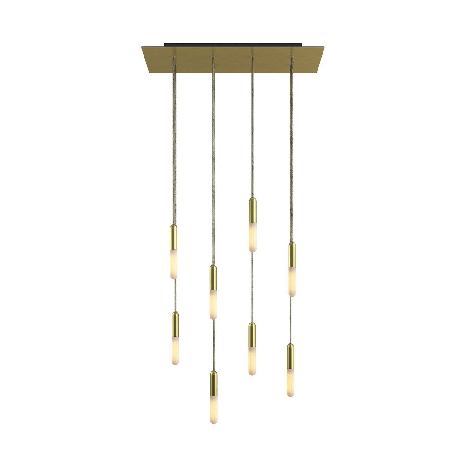 Zvěsná lampa Rose-One s 8 světly, XXL baldachýnem z Dibondu a textilním kabelem