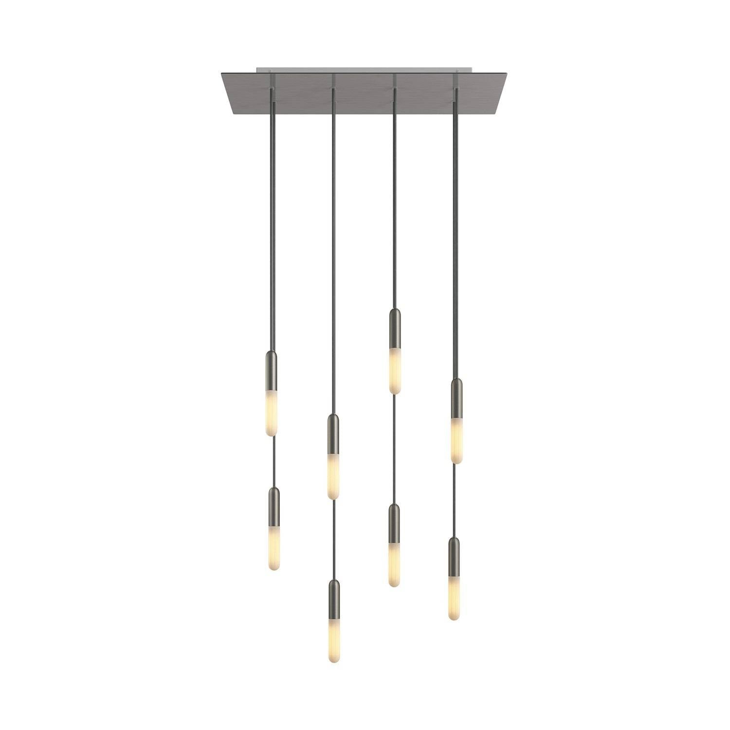 Zvěsná lampa Rose-One s 8 světly, XXL baldachýnem z Dibondu a textilním kabelem