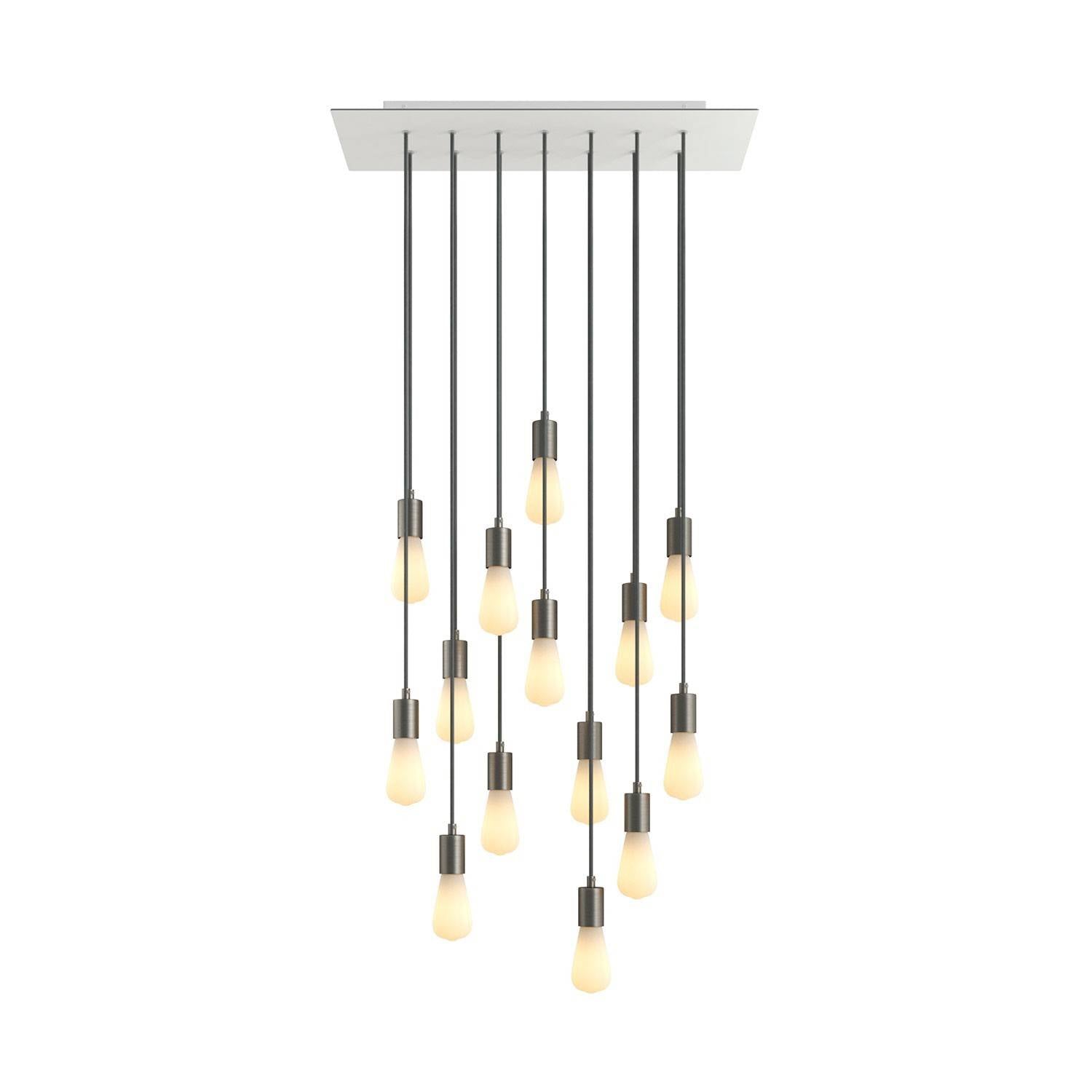 Závěsná lampa Rose-One s 14 světly, XXL baldachýnem z Dibondu a textilním kabelem, délka 675 mm