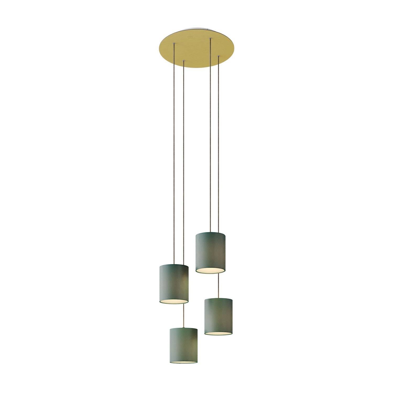 Závěsná lampa Rose-One s 4 světly, kulatým baldachýnem ø 400 mm a textilním kabelem