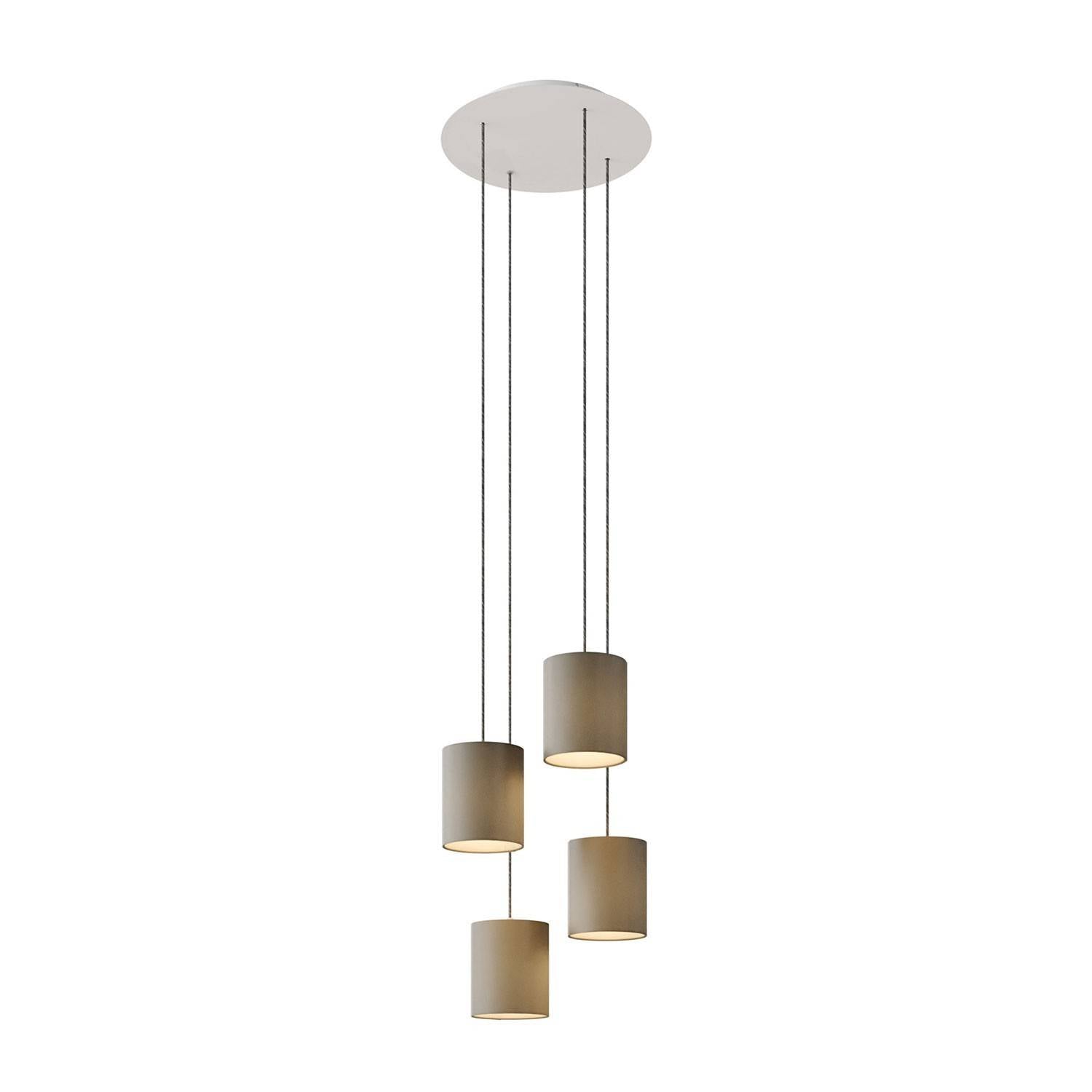 Závěsná lampa Rose-One s 4 světly, kulatým baldachýnem ø 400 mm a textilním kabelem