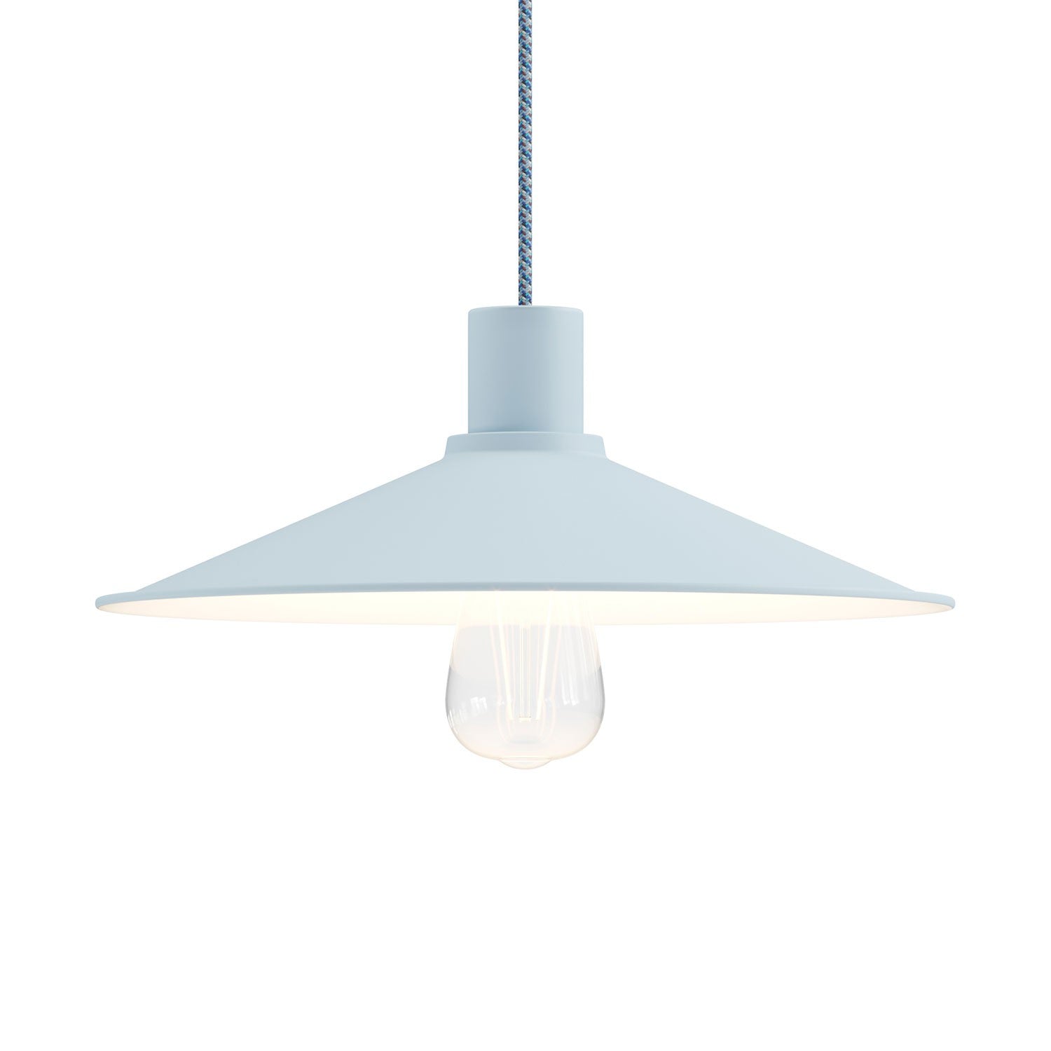 Závěsná lampa Swing s 120 cm textilním kabelem a pastelovým stínidlem E27
