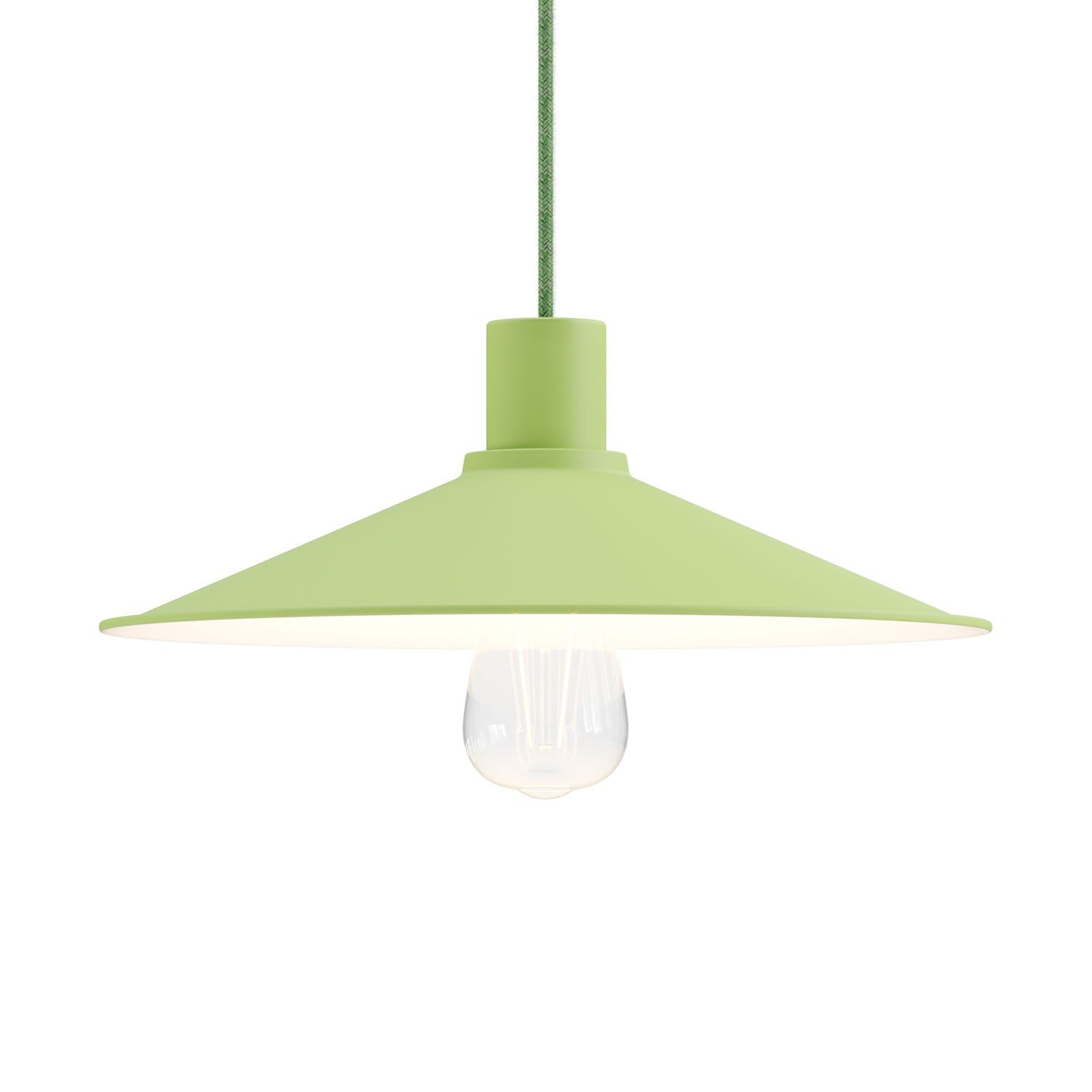 Závěsná lampa Swing s 120 cm textilním kabelem a pastelovým stínidlem E27