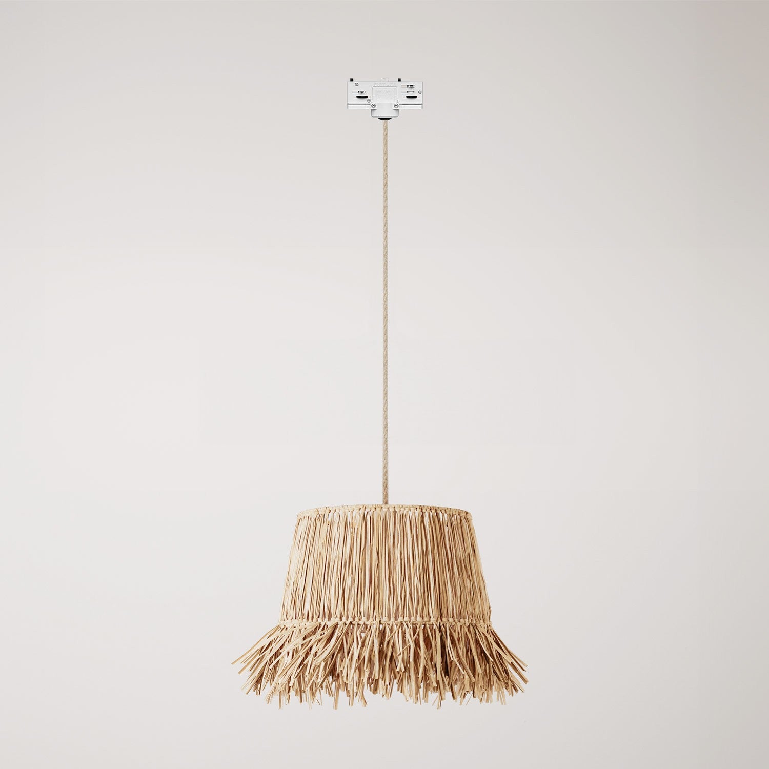 Závěsná lampa z rafie Honolulu s průměrem stínidla 35,5 cm a výkonem 70 W