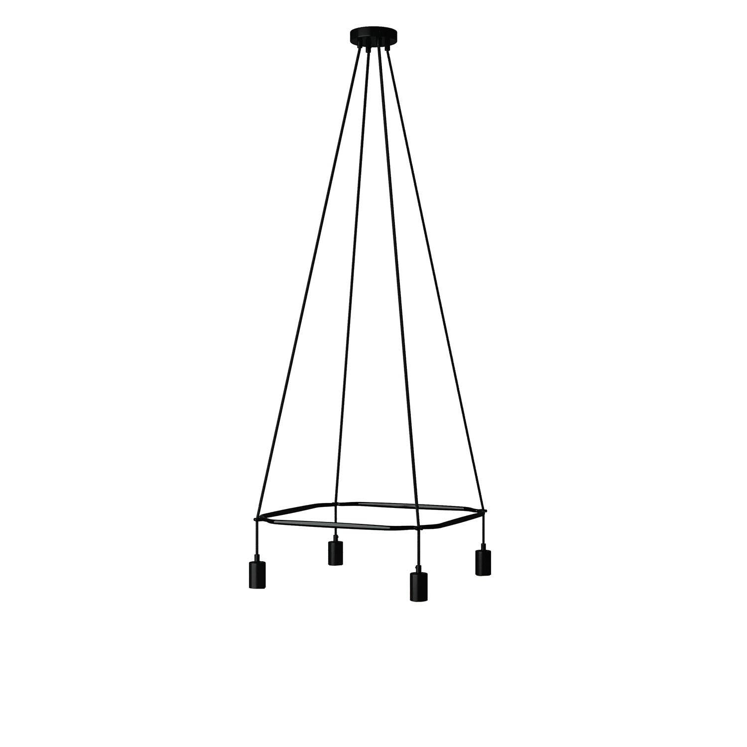 Lustr Cage Glóbus 4x E27, čtvercový, 60,5x60,5 cm