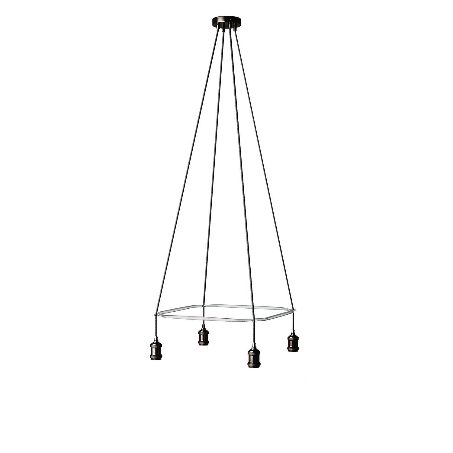Lustr Cage Crystal 4x E27, čtvercová konstrukce 48 cm, max 25W