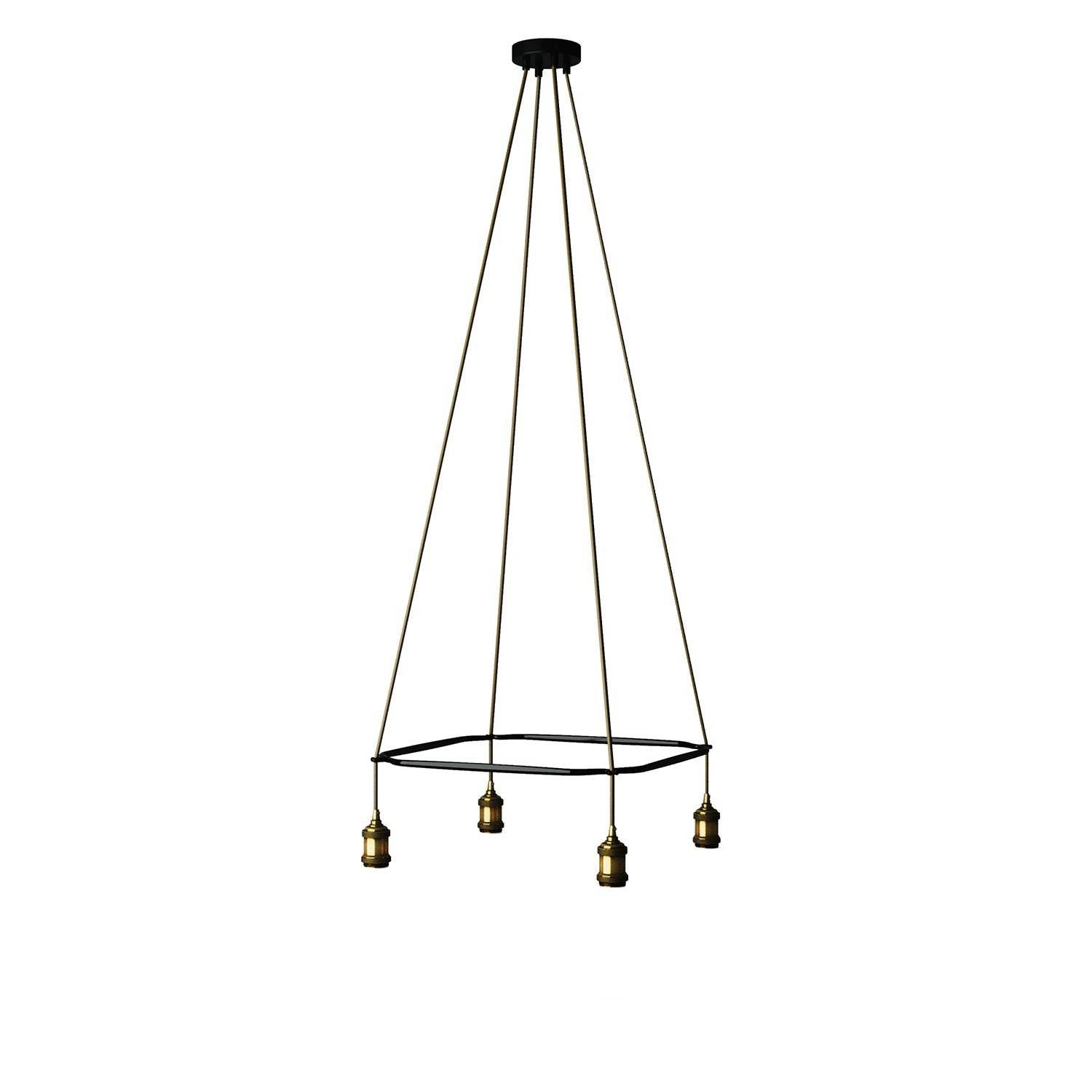 Lustr Cage Crystal 4x E27, čtvercová konstrukce 48 cm, max 25W