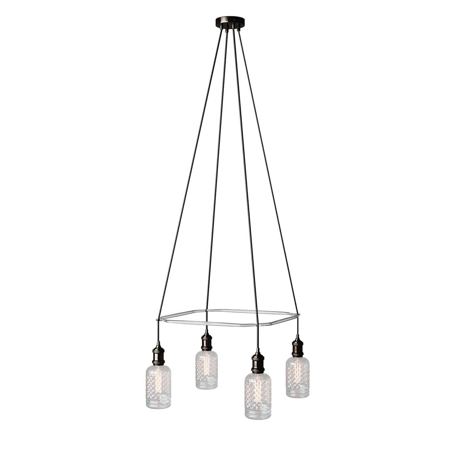 Lustr Cage Crystal 4x E27, čtvercová konstrukce 48 cm, max 25W
