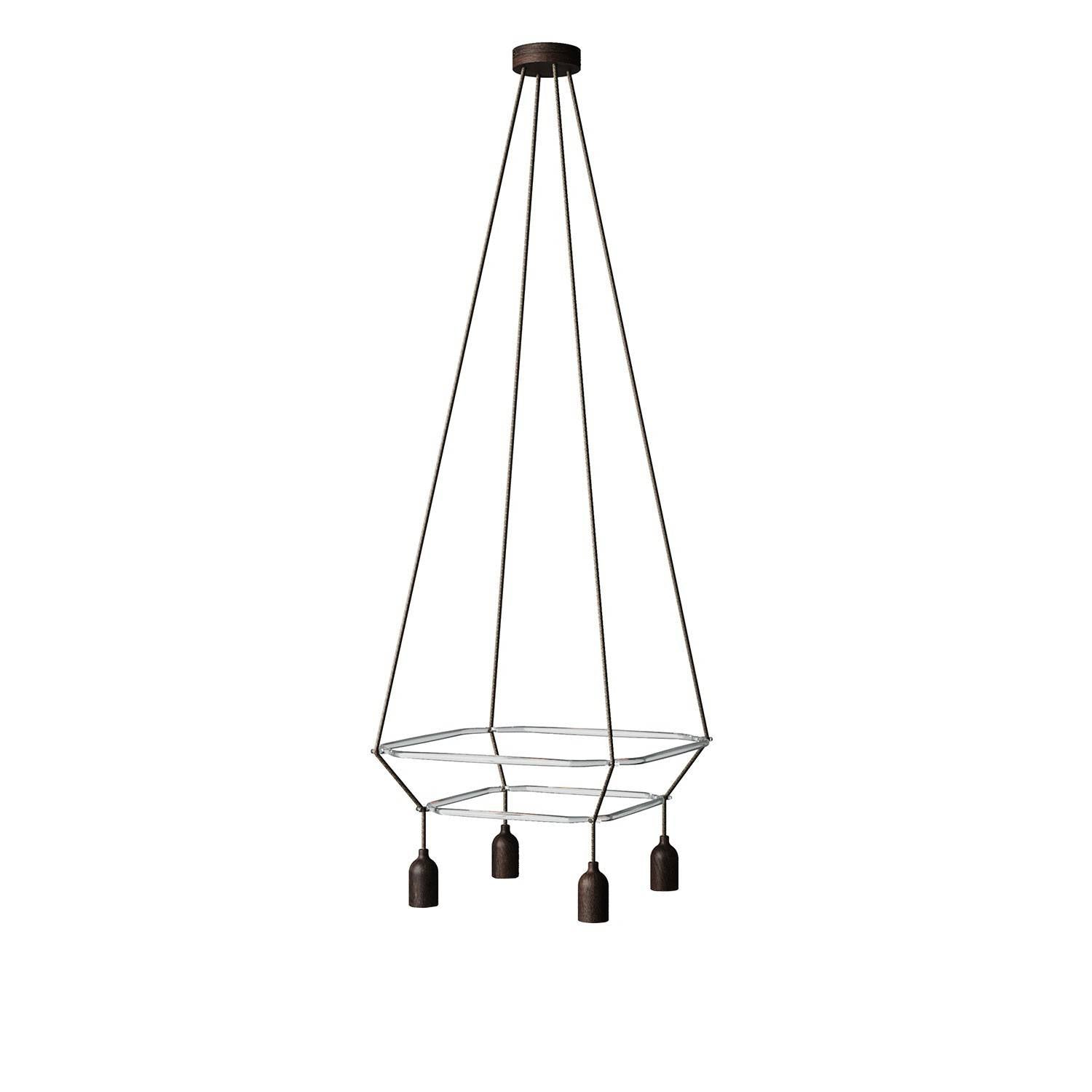 Lustr Cage 2 Glóbus, 4x E27, 48x48x133 cm