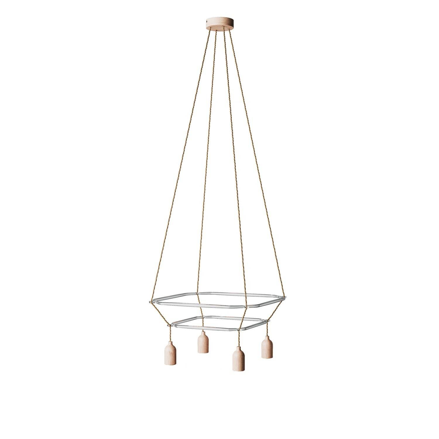 Lustr Cage 2 Glóbus, 4x E27, 48x48x133 cm