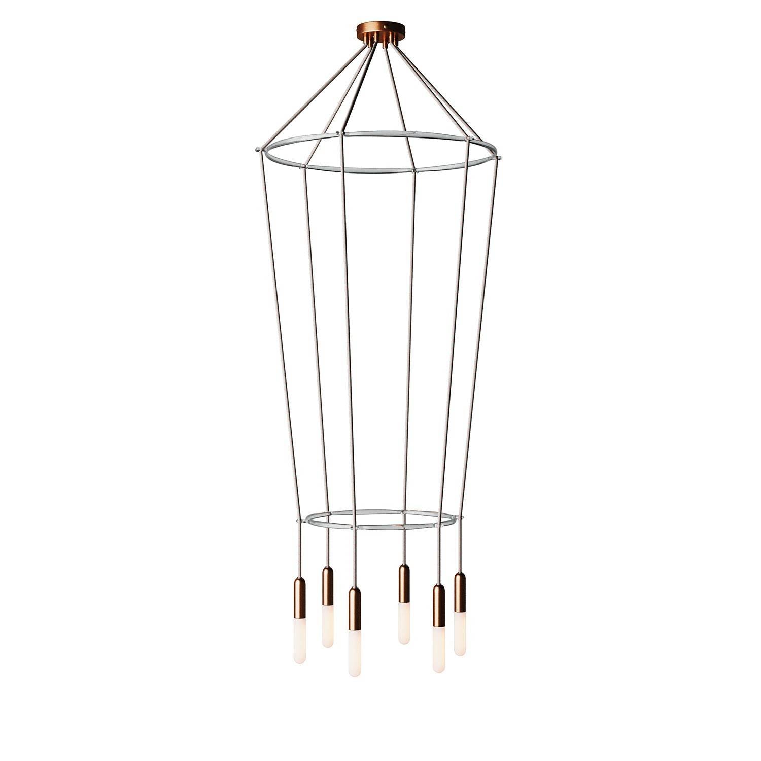 Lustr Cage 2 P-light s 6 žárovkami, průměr 60 cm, max 10W