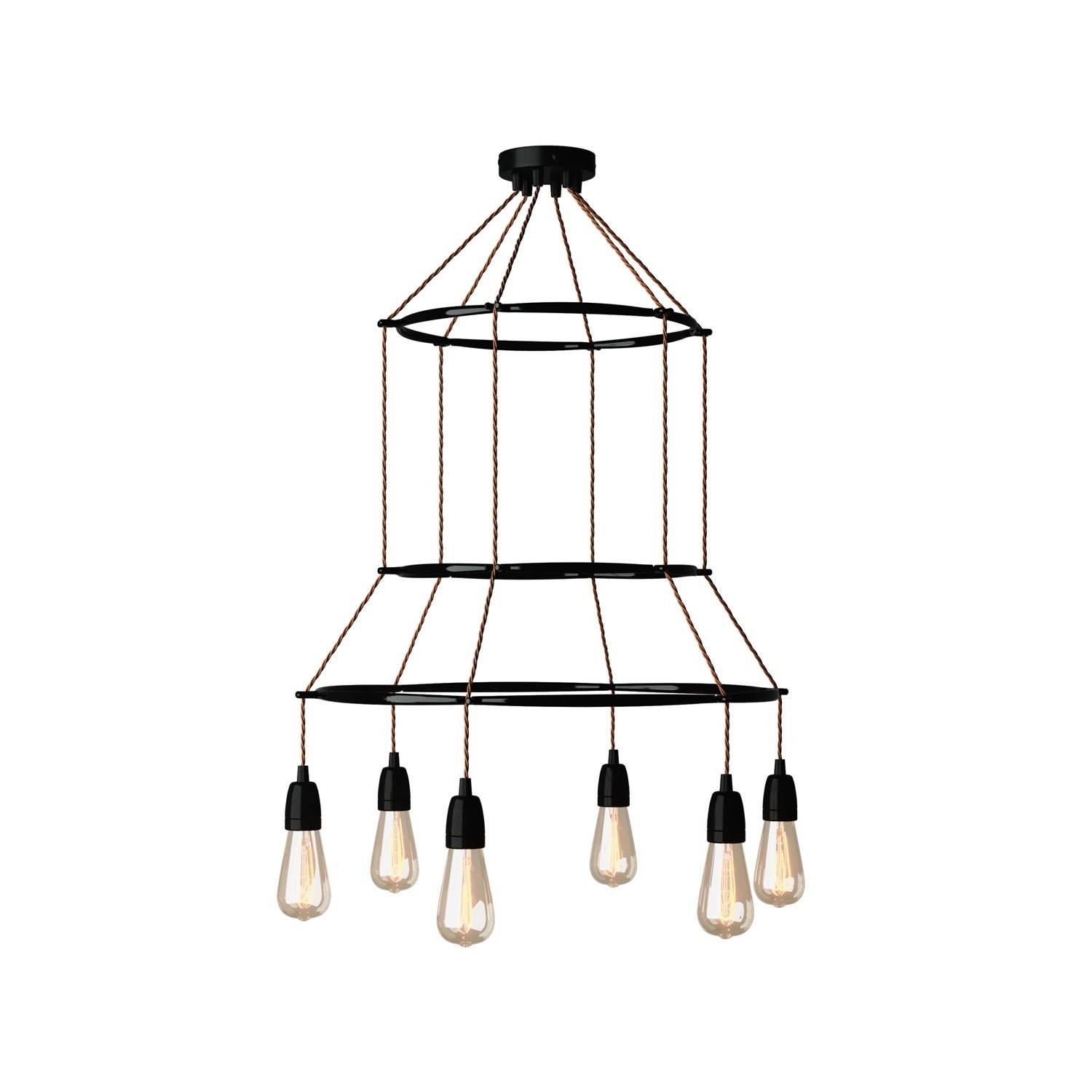 Lustr Cage 3 Edison ST64, 6 žárovek, rozměr 66,4 x 66,4 x V129 cm