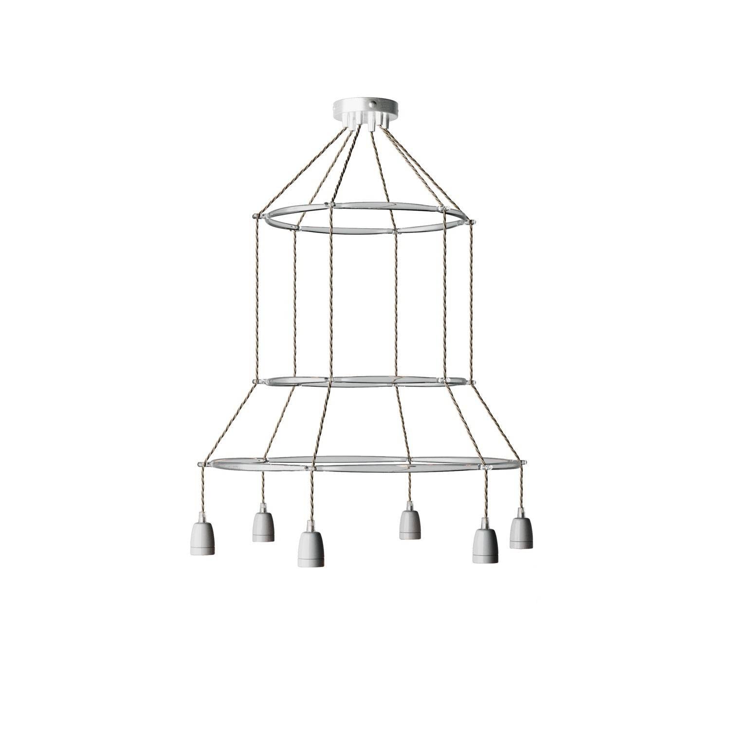 Lustr Cage 3 Edison ST64, 6 žárovek, rozměr 66,4 x 66,4 x V129 cm