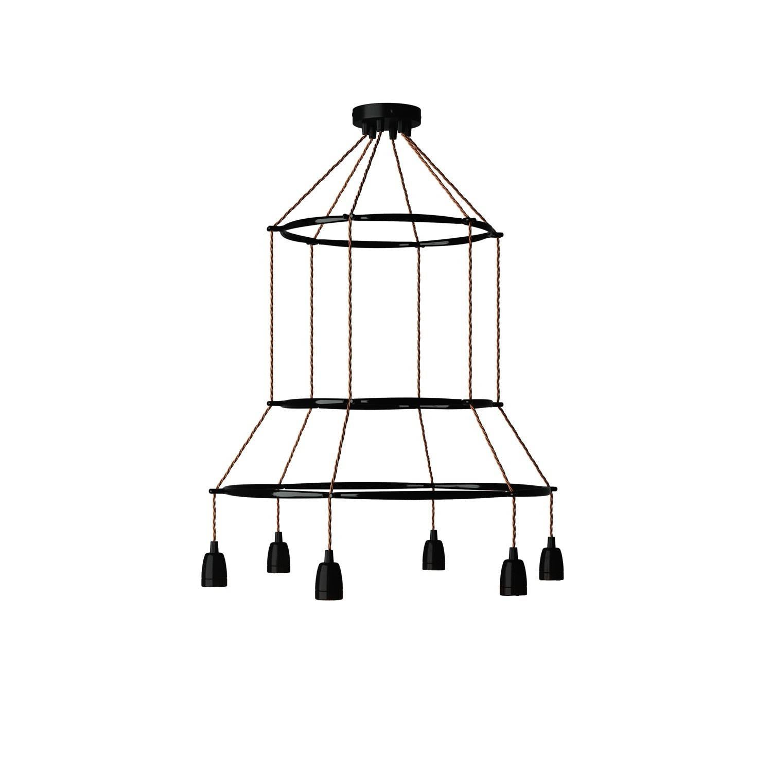 Lustr Cage 3 Edison ST64, 6 žárovek, rozměr 66,4 x 66,4 x V129 cm