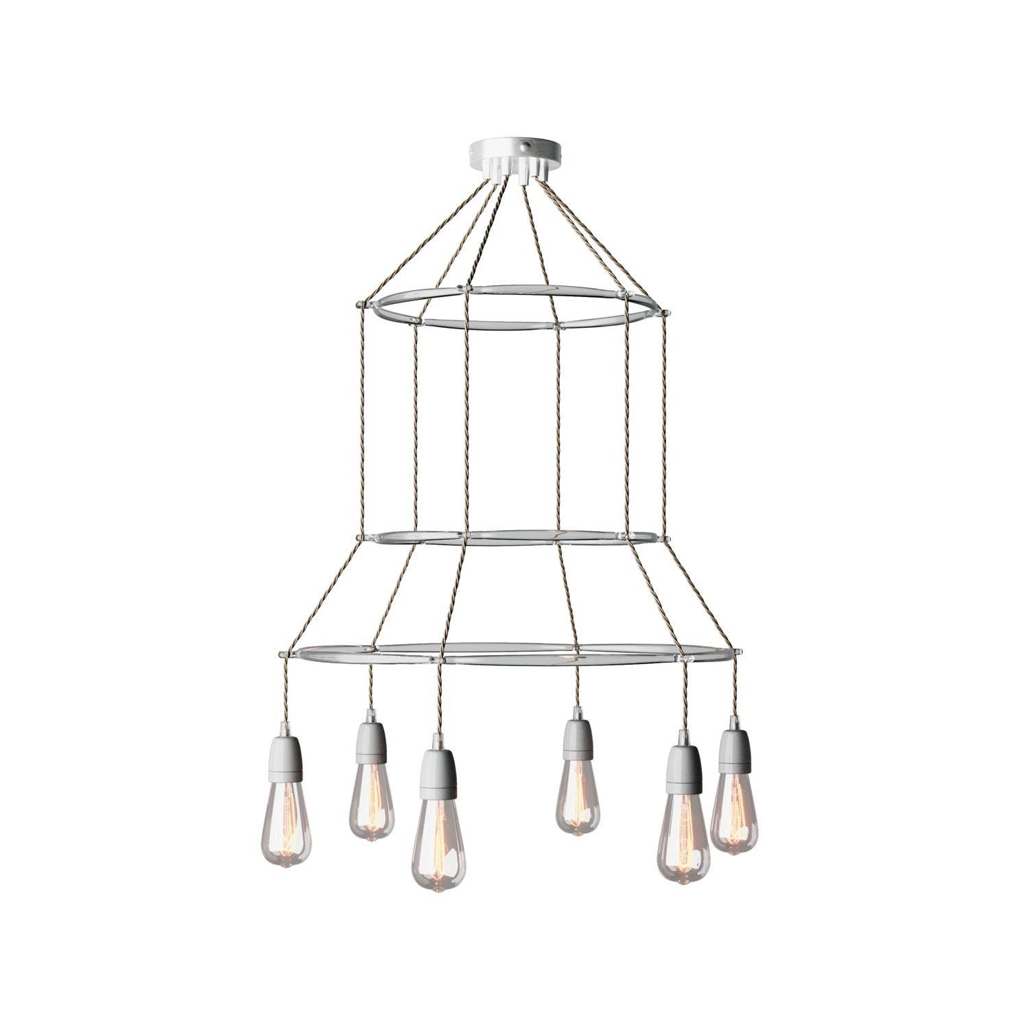 Lustr Cage 3 Edison ST64, 6 žárovek, rozměr 66,4 x 66,4 x V129 cm