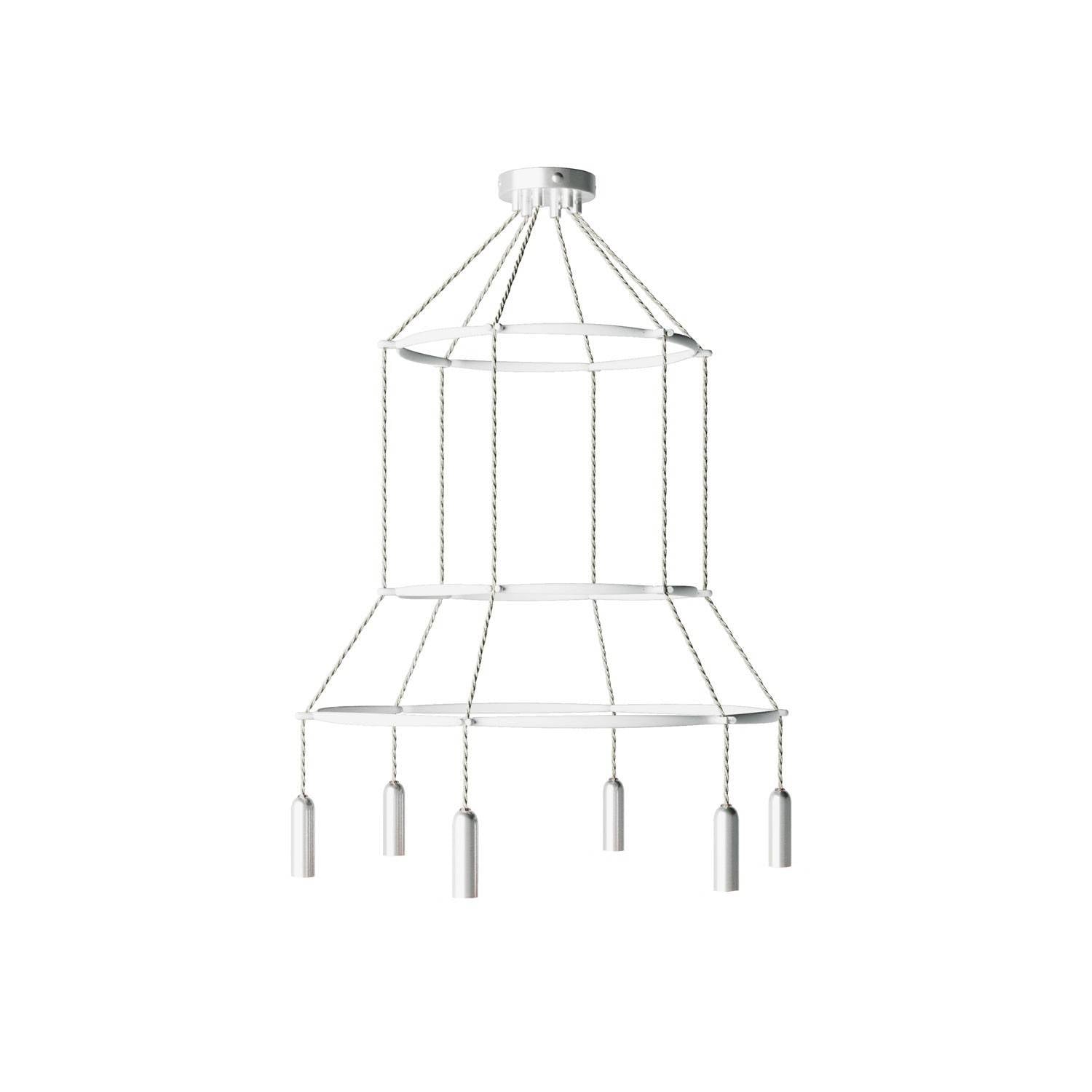 Lustr Cage 3 P-light Dash s 6 žárovkami E14, rozměry 66,6 x 66,6 x 119 cm