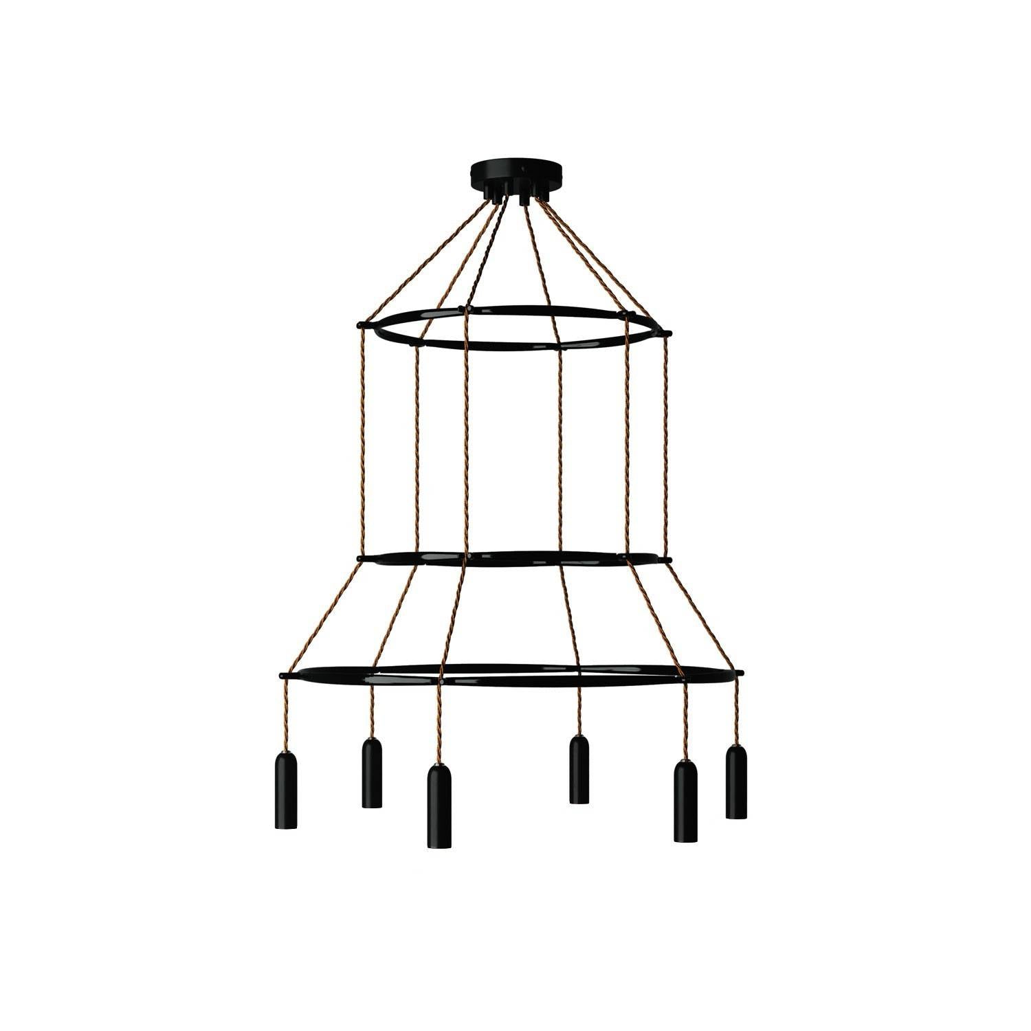 Lustr Cage 3 P-light Dash s 6 žárovkami E14, rozměry 66,6 x 66,6 x 119 cm