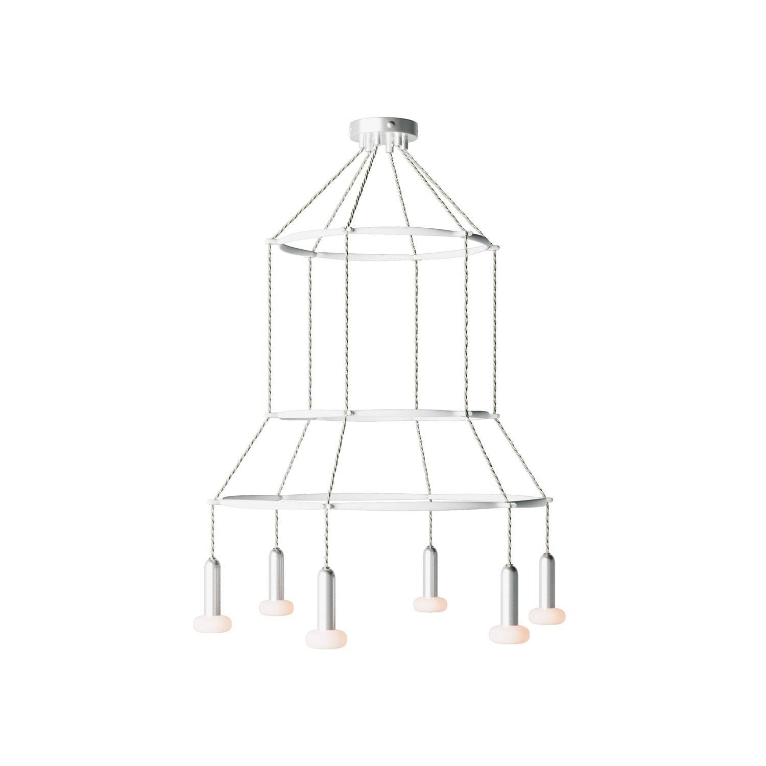 Lustr Cage 3 P-light Dash s 6 žárovkami E14, rozměry 66,6 x 66,6 x 119 cm