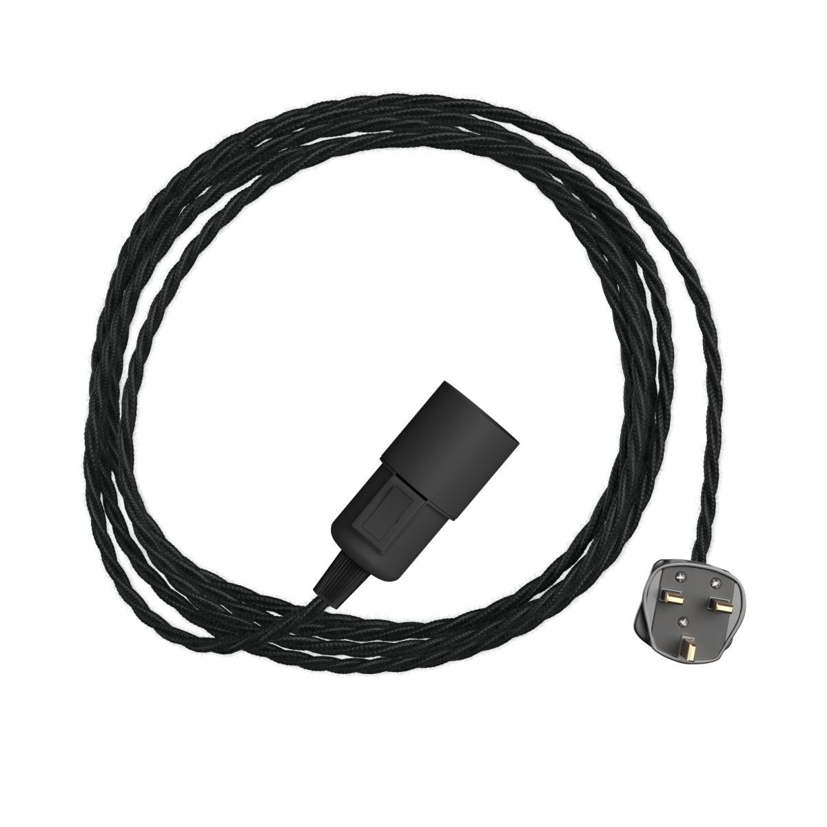 Svítidlo do zásuvky Snake s 3 m barevným textilním kabelem a objímkou E27