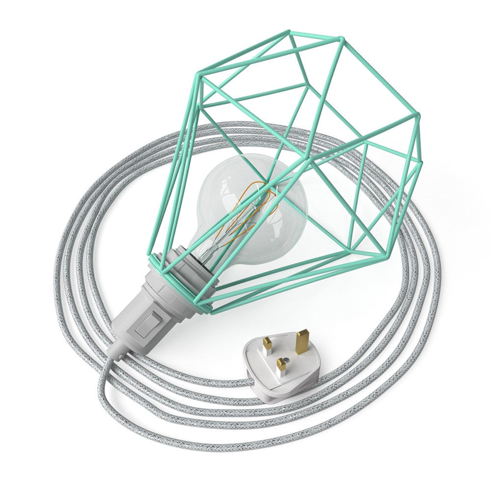 Table Snake - zásuvná lampa s kovovým stínítkem Diamond a kabelem 3 m
