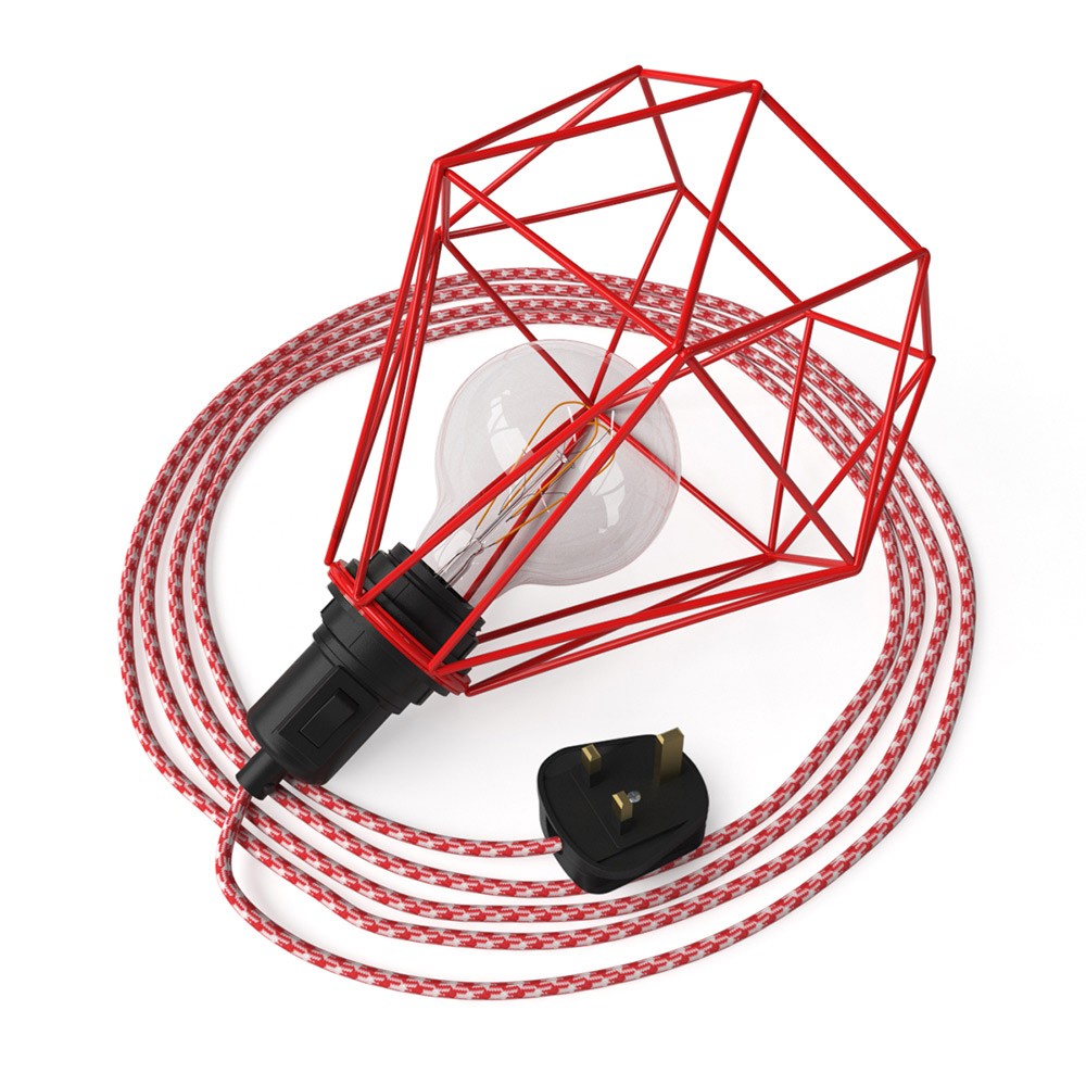 Table Snake - zásuvná lampa s kovovým stínítkem Diamond a kabelem 3 m