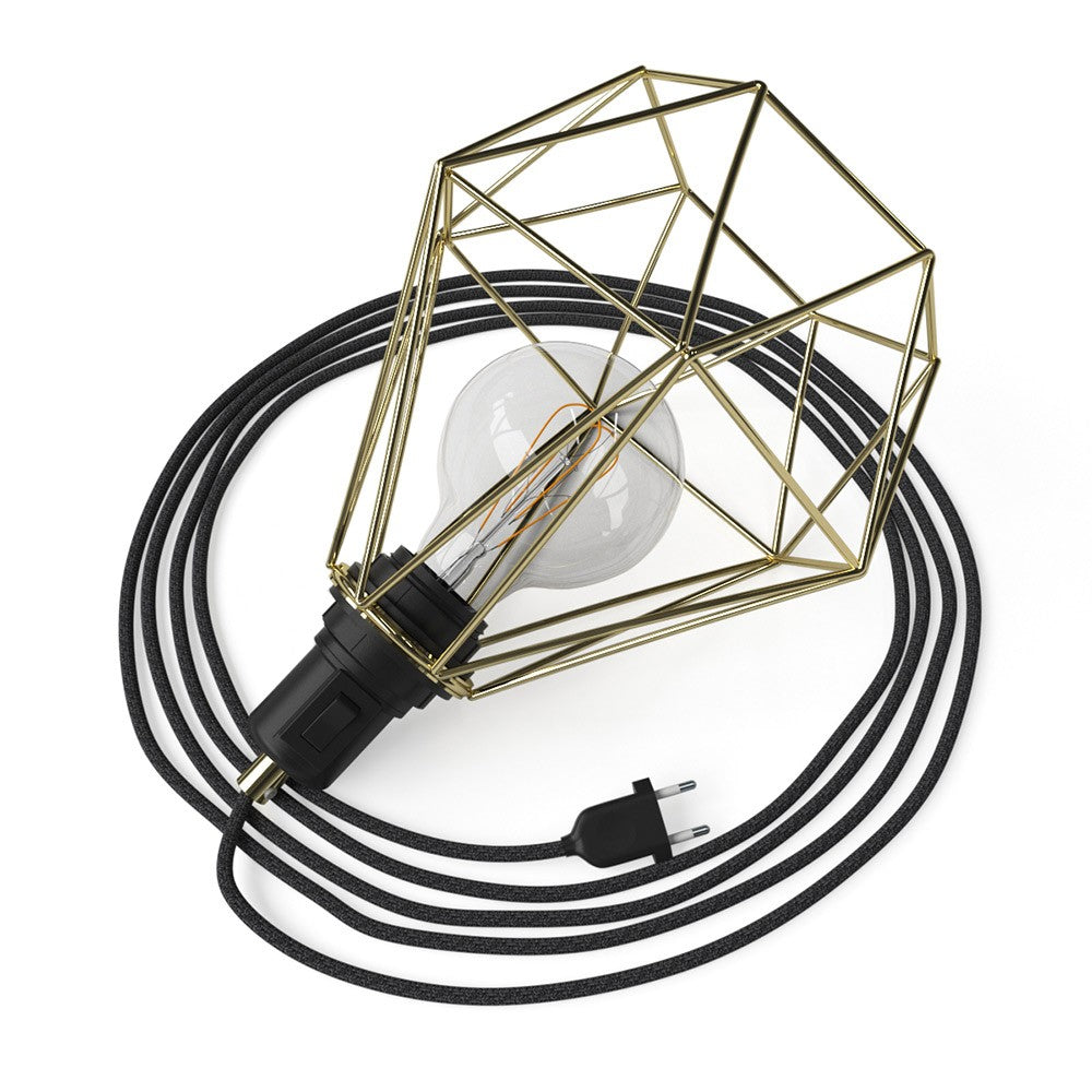 Table Snake - zásuvná lampa s kovovým stínítkem Diamond a kabelem 3 m