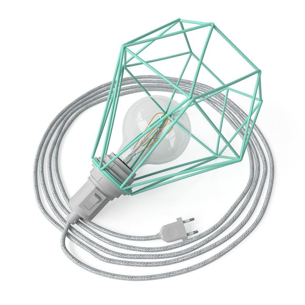 Table Snake - zásuvná lampa s kovovým stínítkem Diamond a kabelem 3 m
