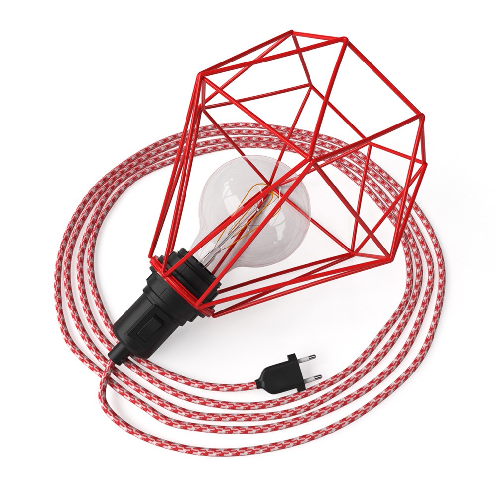 Table Snake - zásuvná lampa s kovovým stínítkem Diamond a kabelem 3 m
