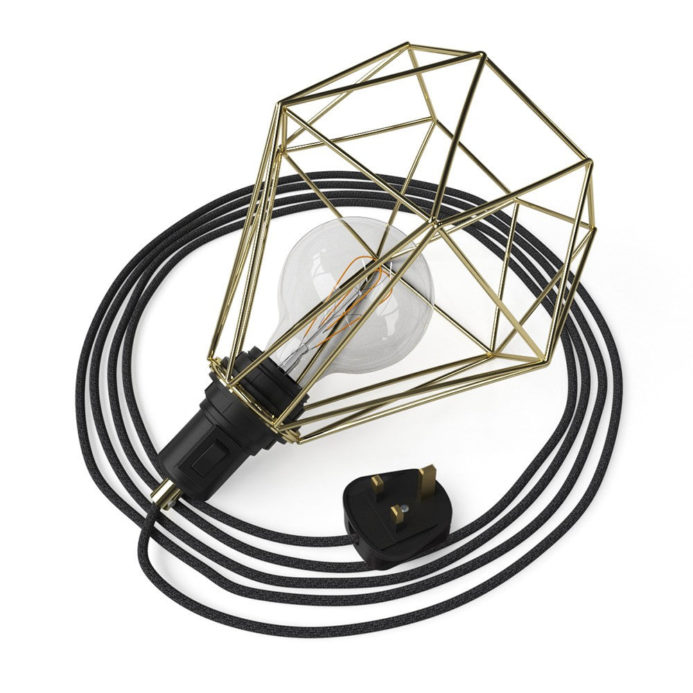 Table Snake - zásuvná lampa s kovovým stínítkem Diamond a kabelem 3 m