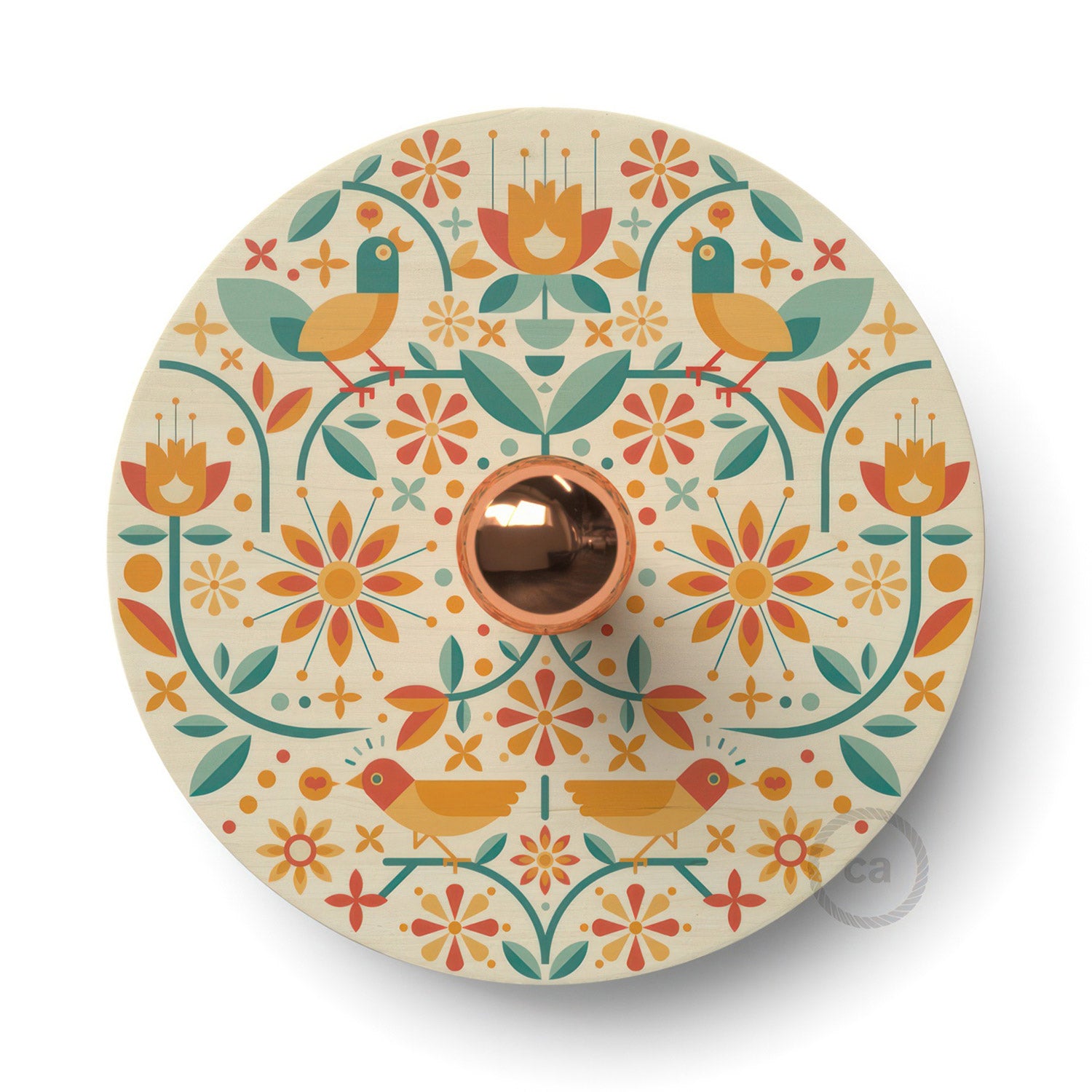 Fermaluce Ethnic UFO s oboustranným dřevěným stínidlem, průměr 33 cm, závit E27