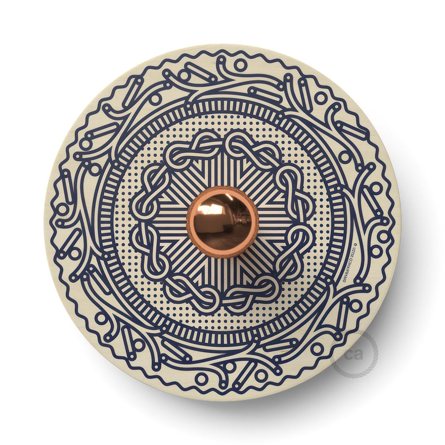 Fermaluce Ethnic UFO s oboustranným dřevěným stínidlem, průměr 33 cm, závit E27