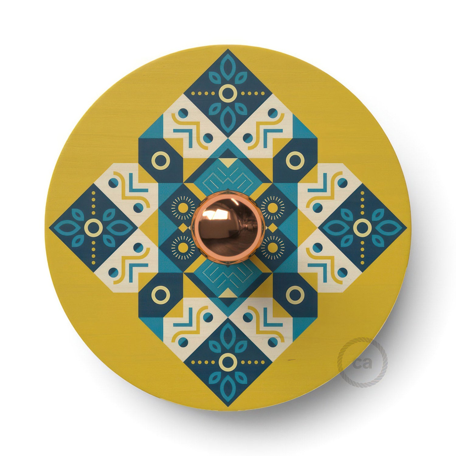 Fermaluce Ethnic UFO s oboustranným dřevěným stínidlem, průměr 33 cm, závit E27