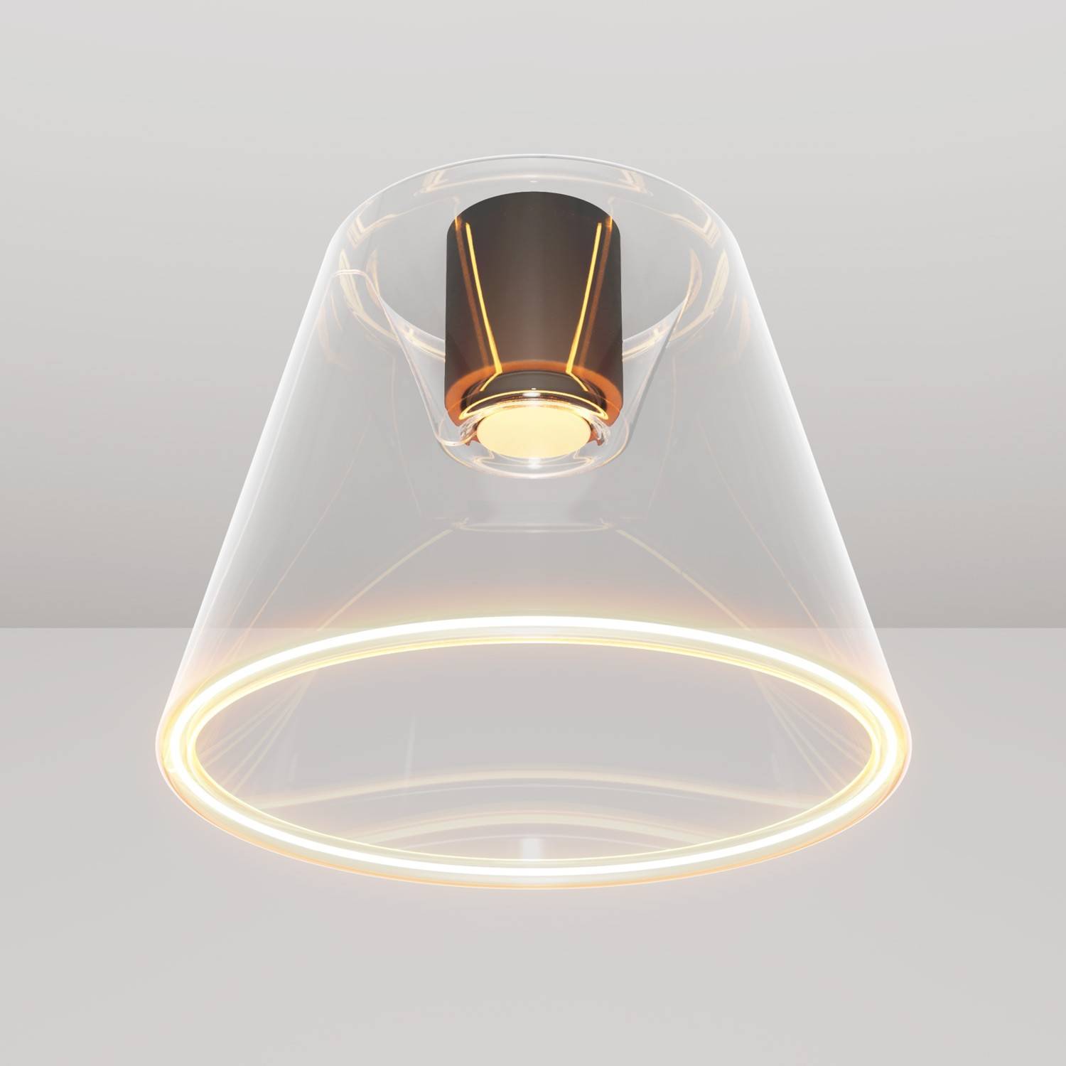 Designové stropní svítidlo s průhlednou kuželovou žárovkou E27, 6W, teplé světlo 2200K