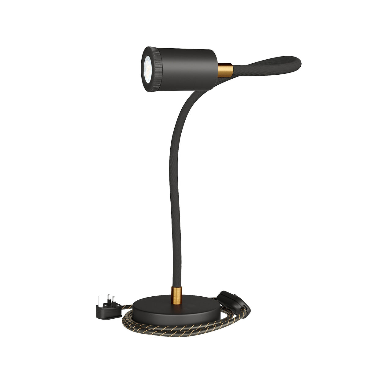 Flexibilní stolní lampička Flex GU10, 60 cm, textilní kabel 2 m