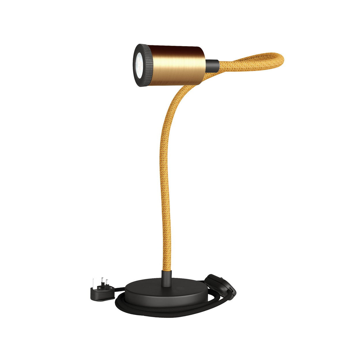 Flexibilní stolní lampička Flex GU10, 60 cm, textilní kabel 2 m