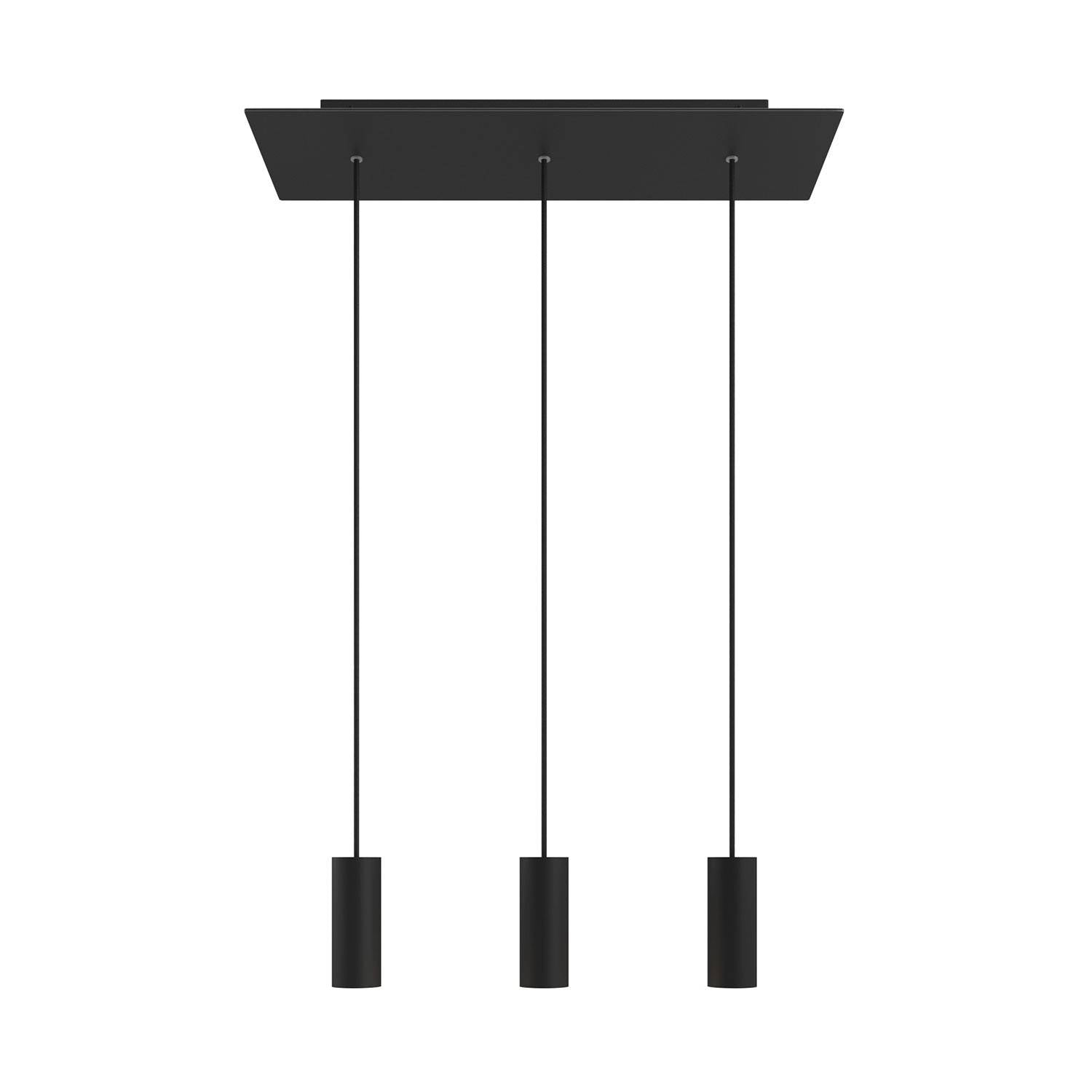 Závěsná lampa Rose-One s XXL baldachýnem a 3x E14, 120 cm textilní kabel