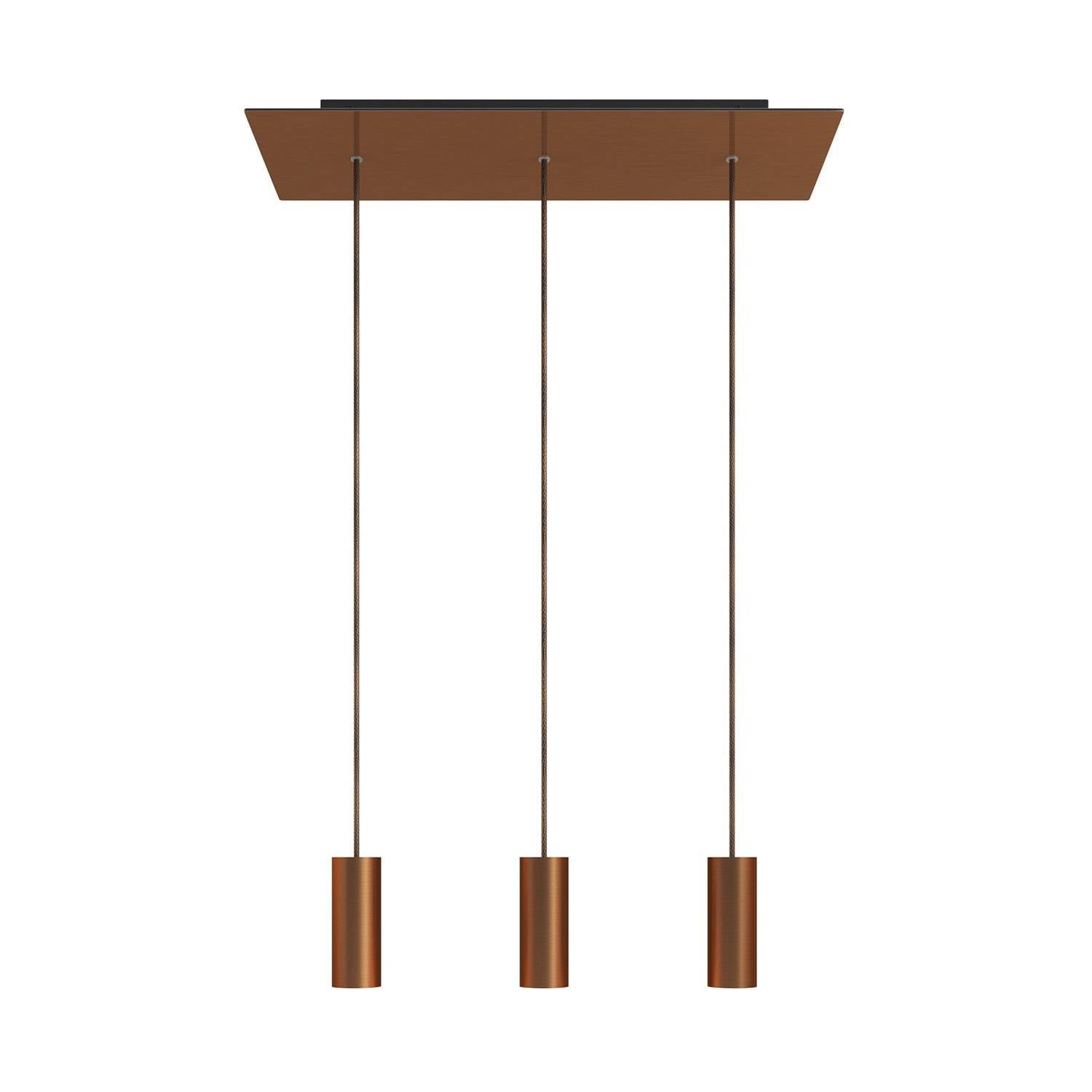 Závěsná lampa Rose-One s XXL baldachýnem a 3x E14, 120 cm textilní kabel