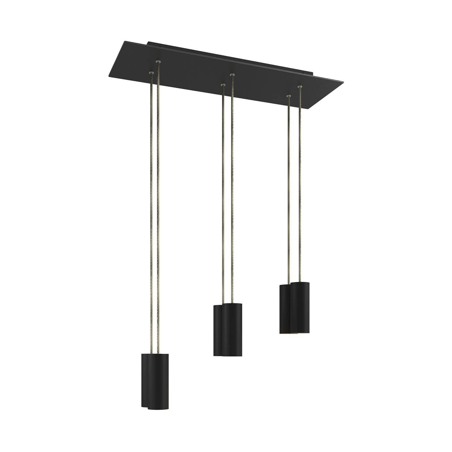Závěsná lampa Rose-One s 6 světly, XXL baldachýn a kovová stínidla E14, délka 675 mm
