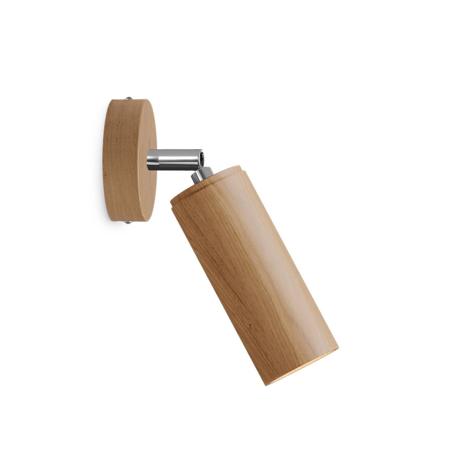 Fermaluce Wood dřevěné nastavitelné bodové svítidlo E14 s válcovým stínidlem Ø 60 mm