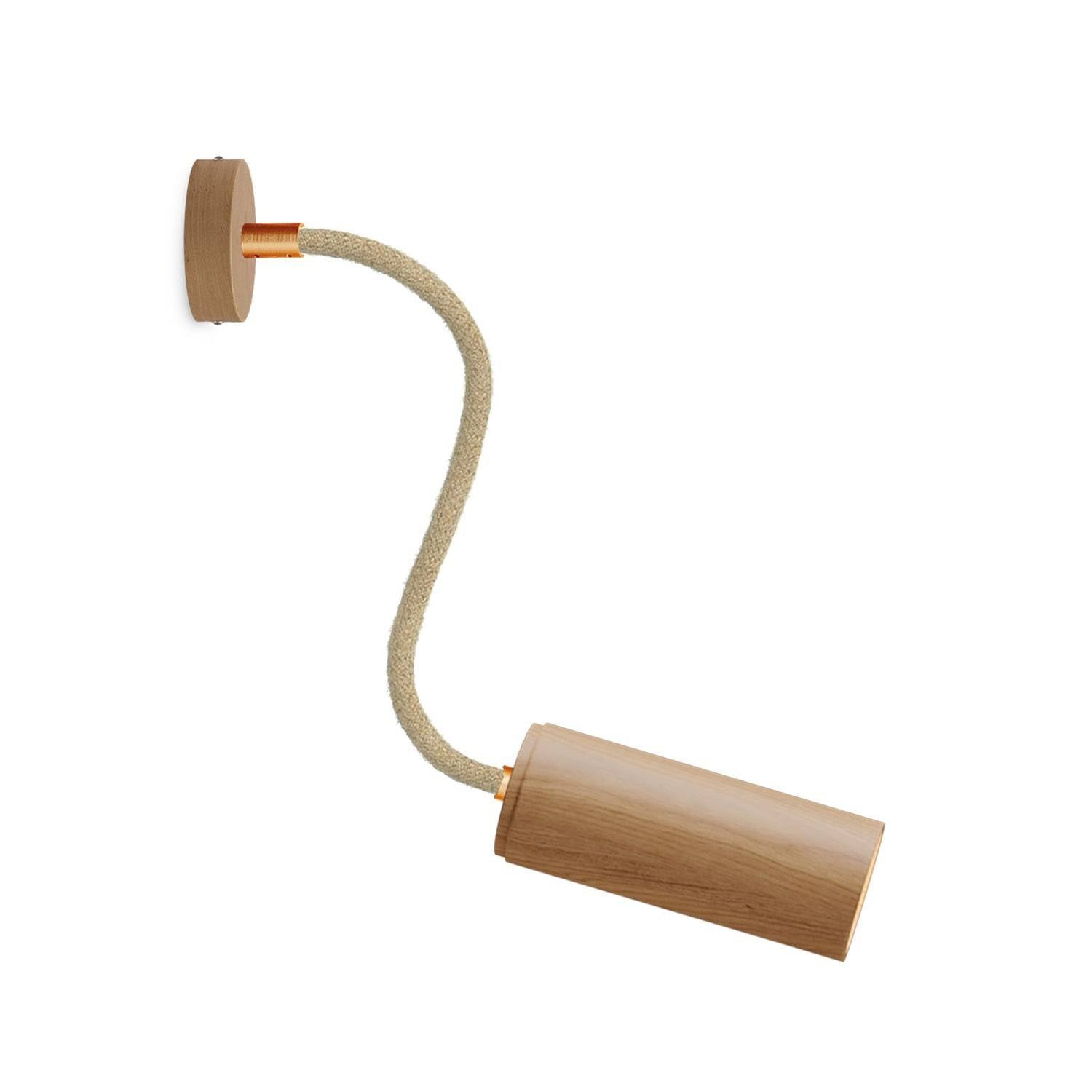 Fermaluce Flex 30 bodové svítidlo s dřevěným stínidlem Tub-E14 a flexibilní trubicí 300 mm