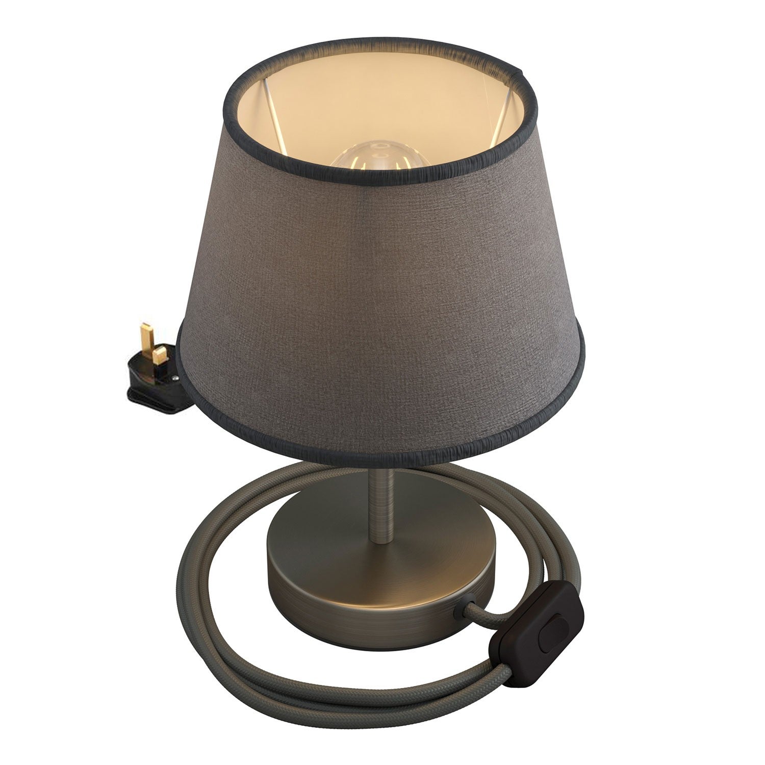 Kovová stolní lampa Alzaluce Impero s textilním stínidlem Ø 200 mm, E27, max 77 W