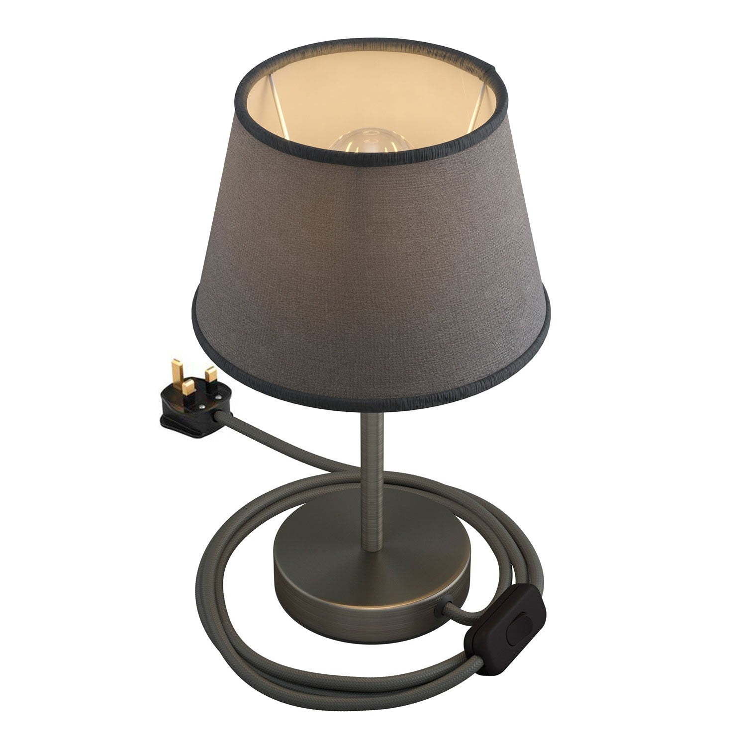 Kovová stolní lampa Alzaluce Impero s textilním stínidlem Ø 200 mm, E27, max 77 W