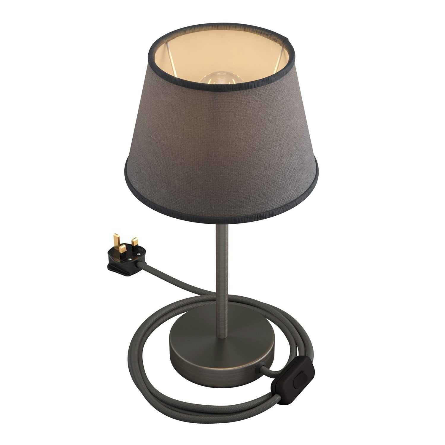 Kovová stolní lampa Alzaluce Impero s textilním stínidlem Ø 200 mm, E27, max 77 W