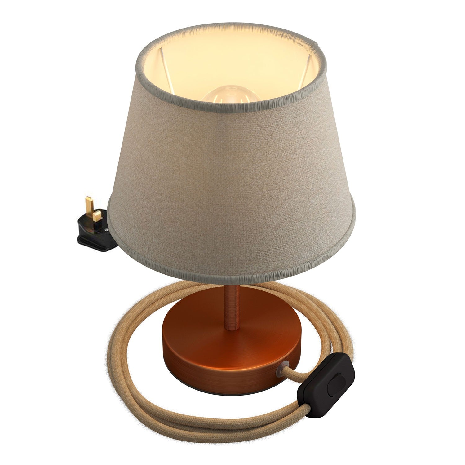 Kovová stolní lampa Alzaluce Impero s textilním stínidlem Ø 200 mm, E27, max 77 W