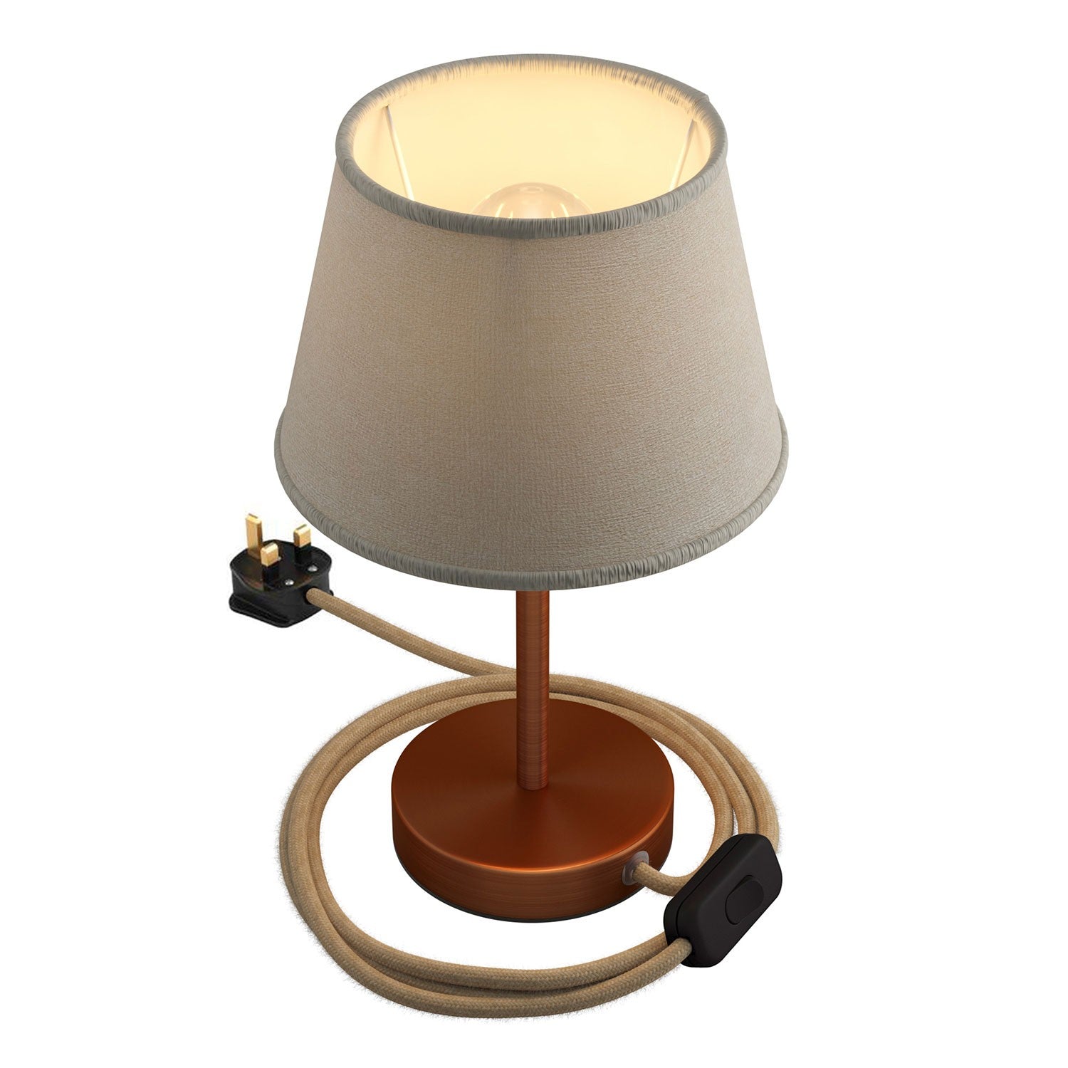 Kovová stolní lampa Alzaluce Impero s textilním stínidlem Ø 200 mm, E27, max 77 W