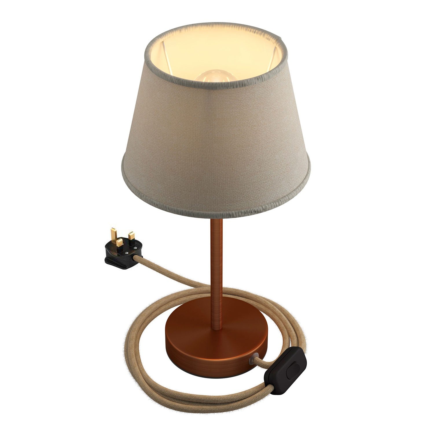 Kovová stolní lampa Alzaluce Impero s textilním stínidlem Ø 200 mm, E27, max 77 W